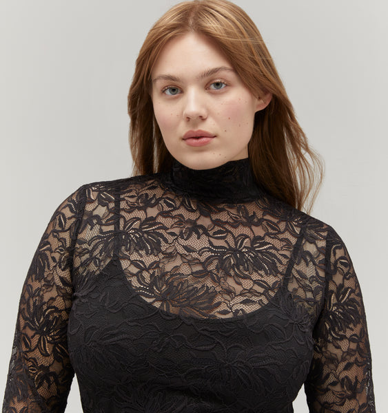 Picture This Black Long Sleeve Lace Top