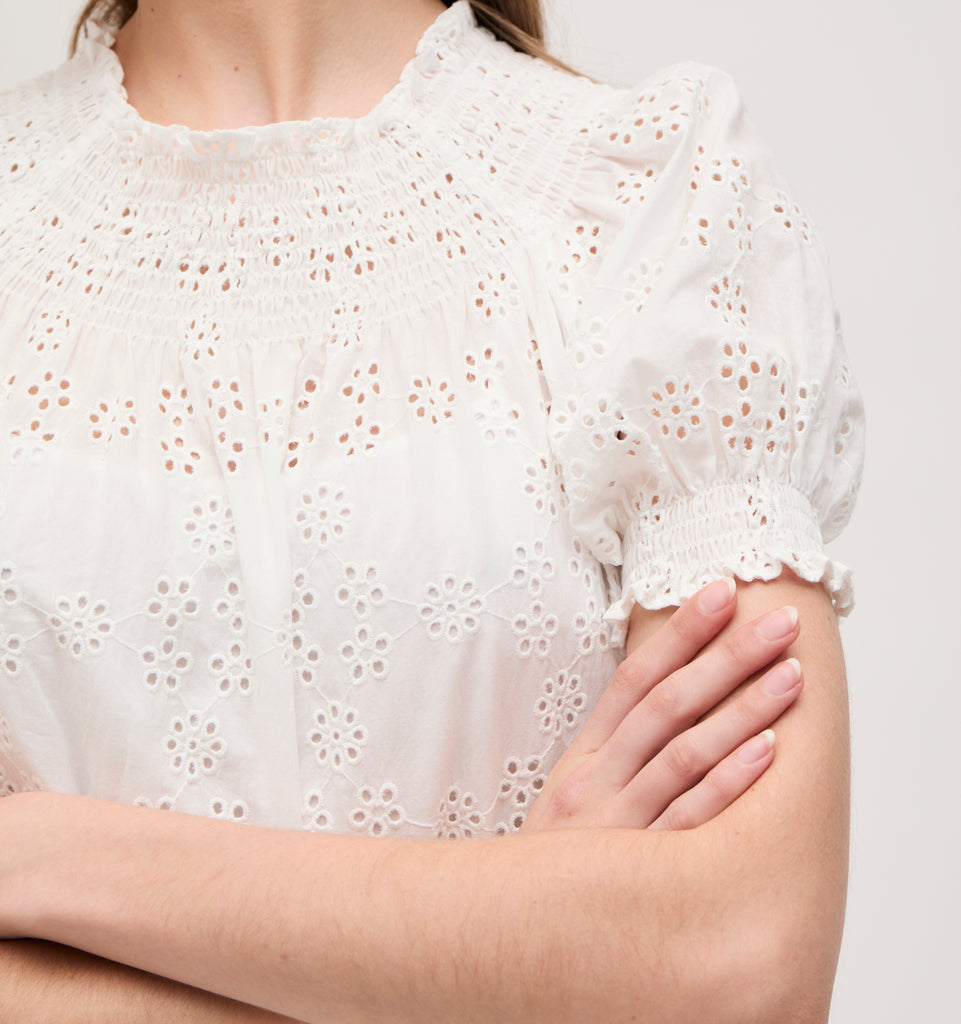 The Eyelet Caroline Nap Dress - White Eyelet