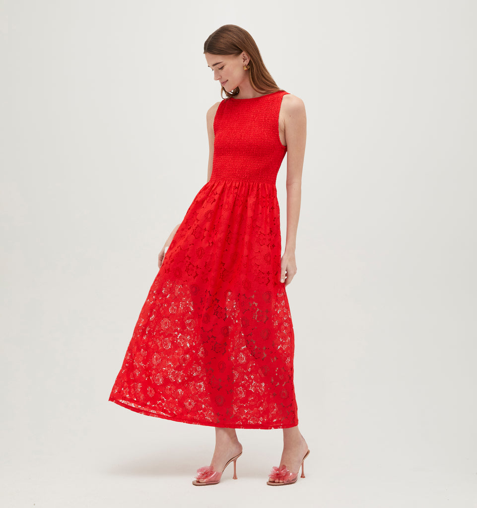 Red Lace Maxi Dress