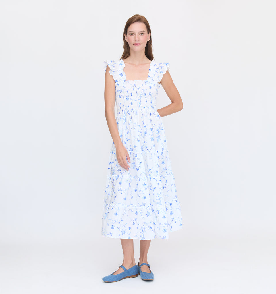 HILL HOUSE outlet Sabrina Dress - Blue Botanical