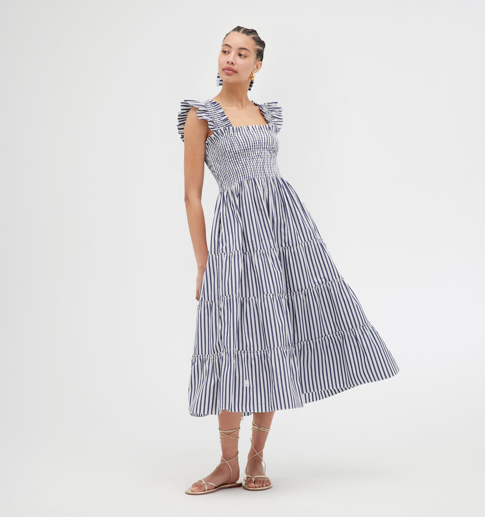 The Ellie Nap Dress Navy Stripe Hill House Home