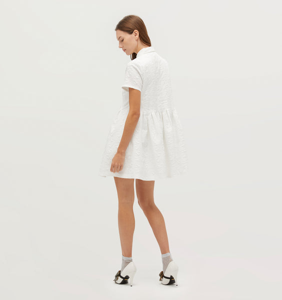 The Rosalind Dress - Winter White Puffy Jacquard – Hill House Home